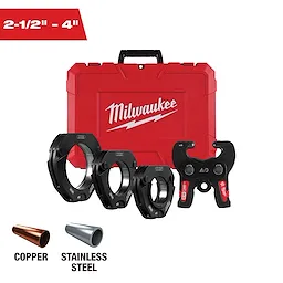 2-1/2" - 4" CTS-V Pivoting Press Ring Kit for M18 FORCE LOGIC Press Tools with red carrying case and adapters.