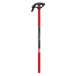 Red-handled 1/2" EMT iron conduit bender with a black head and measurement markings for precision bending.