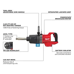 M18 FUEL™ 1" D-Handle Ext. Anvil High Torque Impact Wrench w/ ONE-KEY™ Walk Around