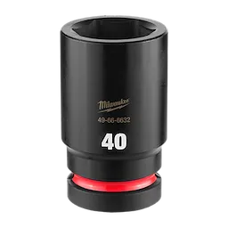 Black SHOCKWAVE Impact Duty 1" Drive 40MM Deep Impact Socket with red ring near the base, labeled with "40" and "49-66-6632."