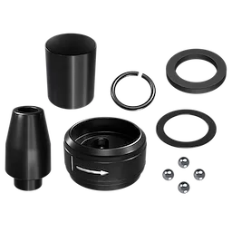 M18 FUEL STRIKER Hammer Chisel Chuck Replacement Kit with multiple black metal components arranged on a plain background.