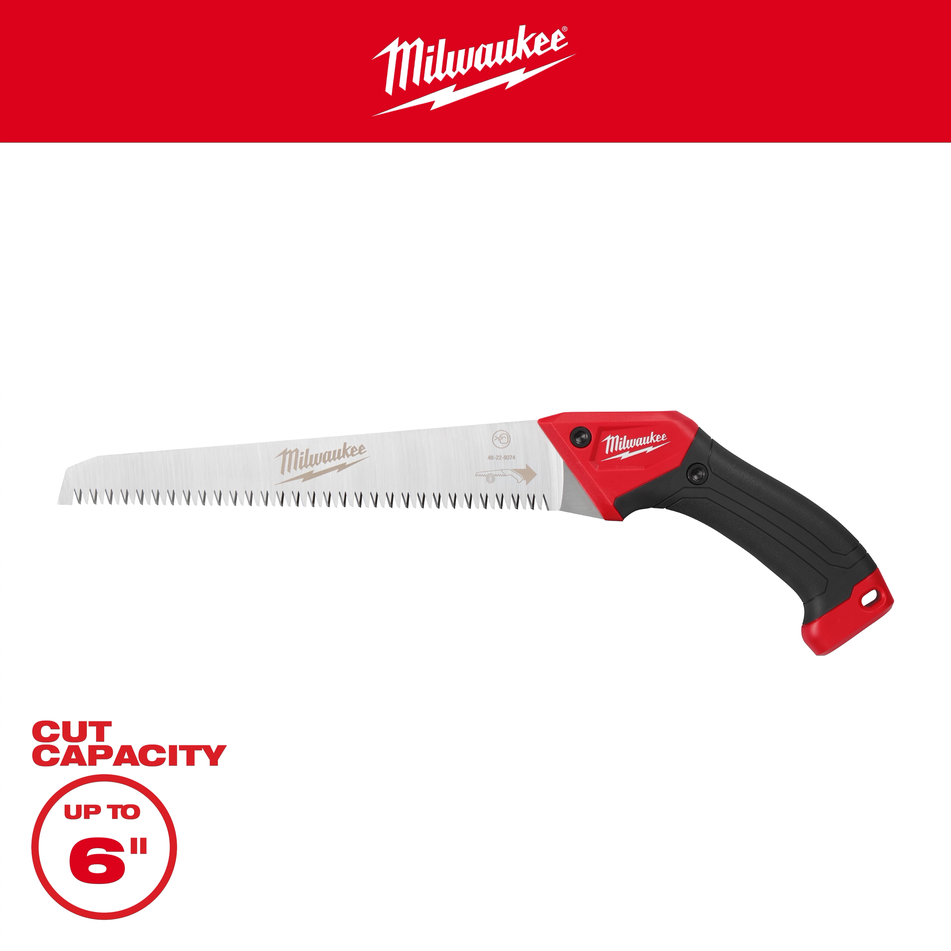 10” Fixed Pruning Saw – Straight Blade with a curved handle and cut capacity text reading up to 6 inches.