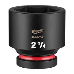 Black SHOCKWAVE Impact Duty 1" Drive 2-1/4" Standard 6 Point Socket with white size text and a red ring near the base.