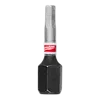 Image of a SHOCKWAVE™ 1" Impact Duty Hex 7/64" Insert Bit. The bit has a black base and a silver hexagonal tip, with a red ring labeled "Milwaukee" near the middle. The bit is designed for heavy-duty impact applications.