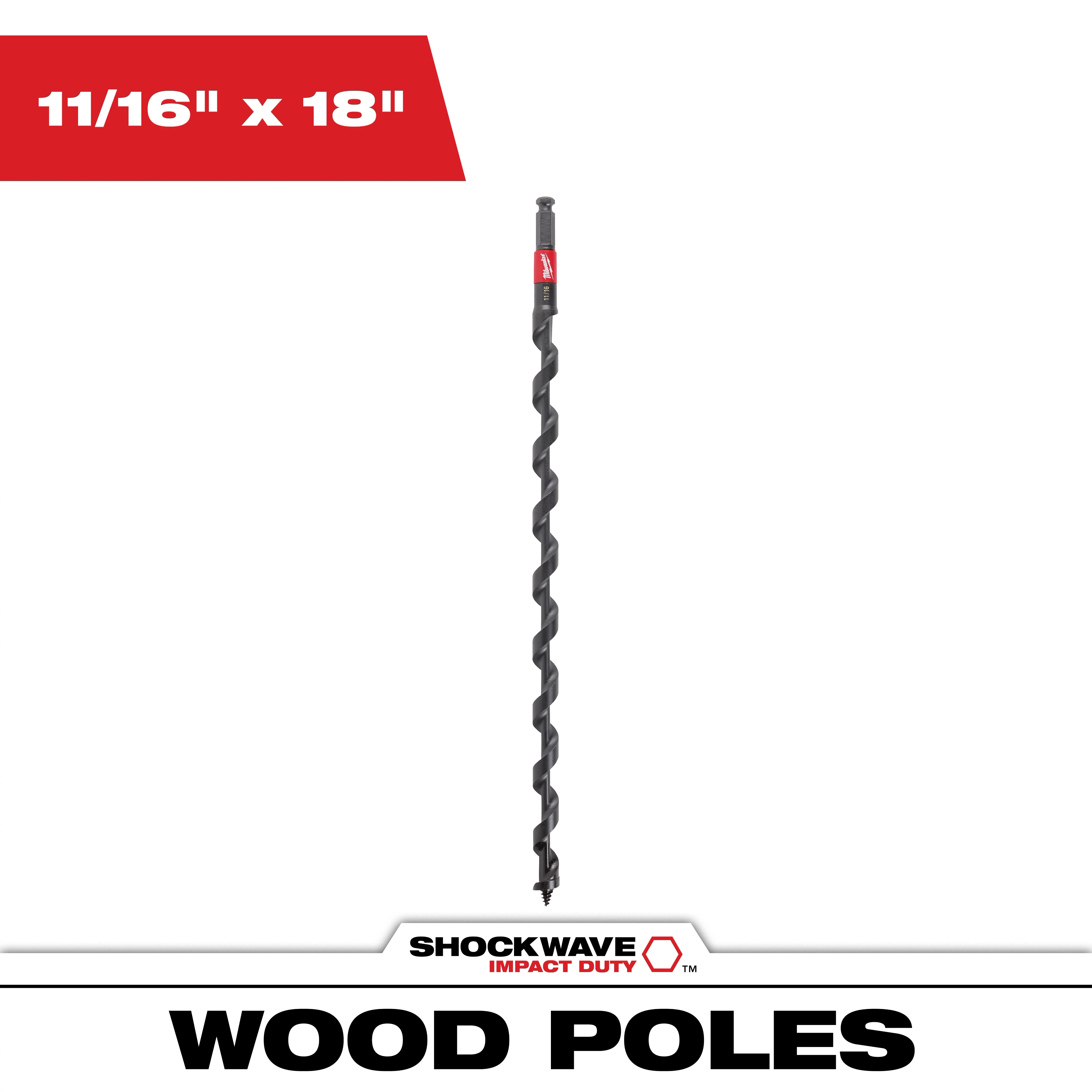 11/16 in. x 18 in. Shockwave Lineman's Impact Auger Bit