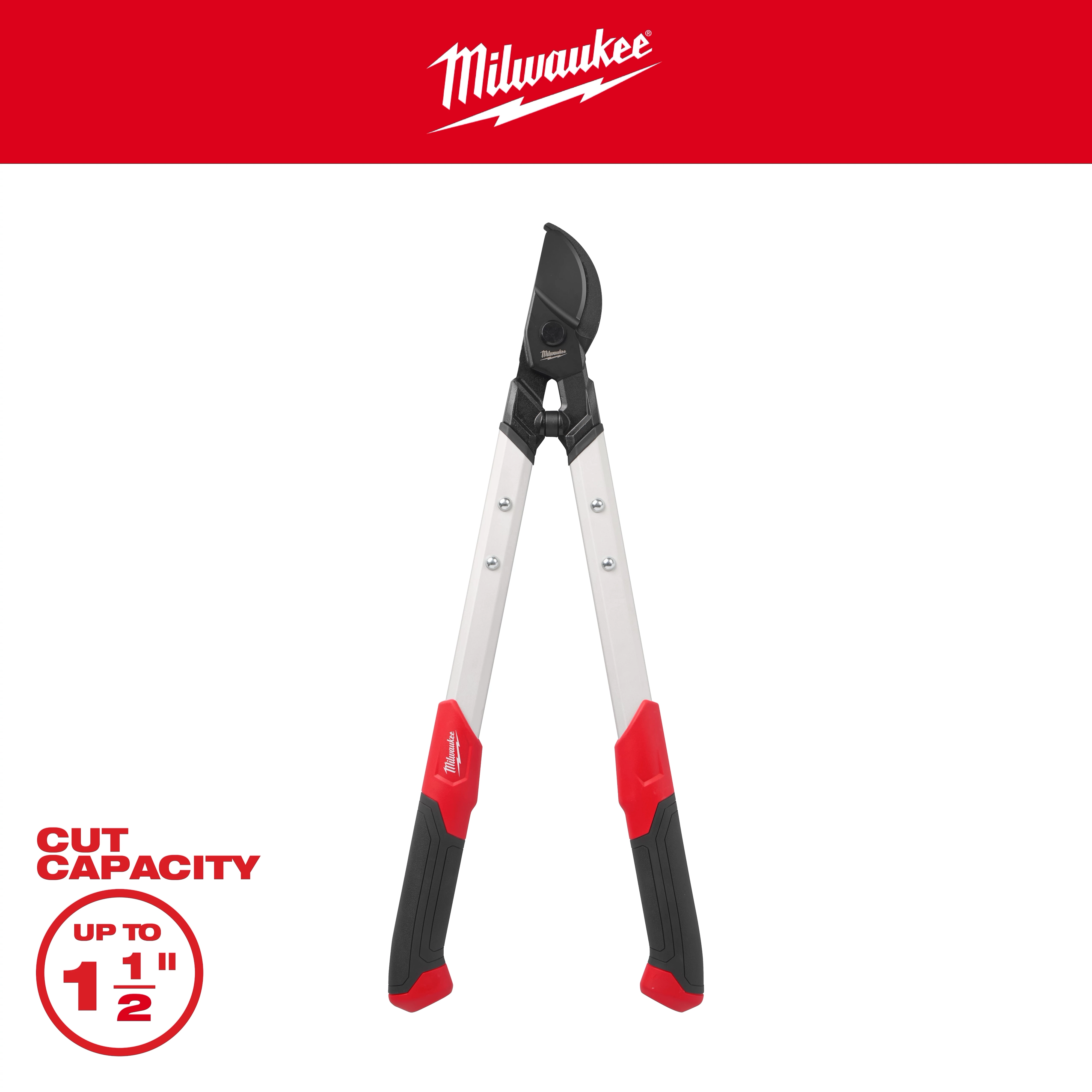 1-1/2” Lopper with long handles and black and red grips centered on a white background.