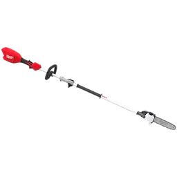 M18 QUIK-LOK Brushless Pole Saw with long telescoping shaft and compact saw head on a plain background.