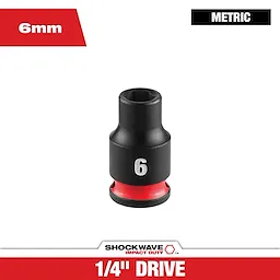 SHOCKWAVE Impact Duty 1/4" Drive 6MM Standard 6 Point Socket centered with 6mm and metric labels