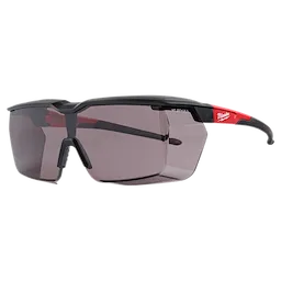 Over the Glasses - Tinted Dual Coat Lenses (OTG) with black and red frame, gray tinted lenses, and black adjustable nose piece.