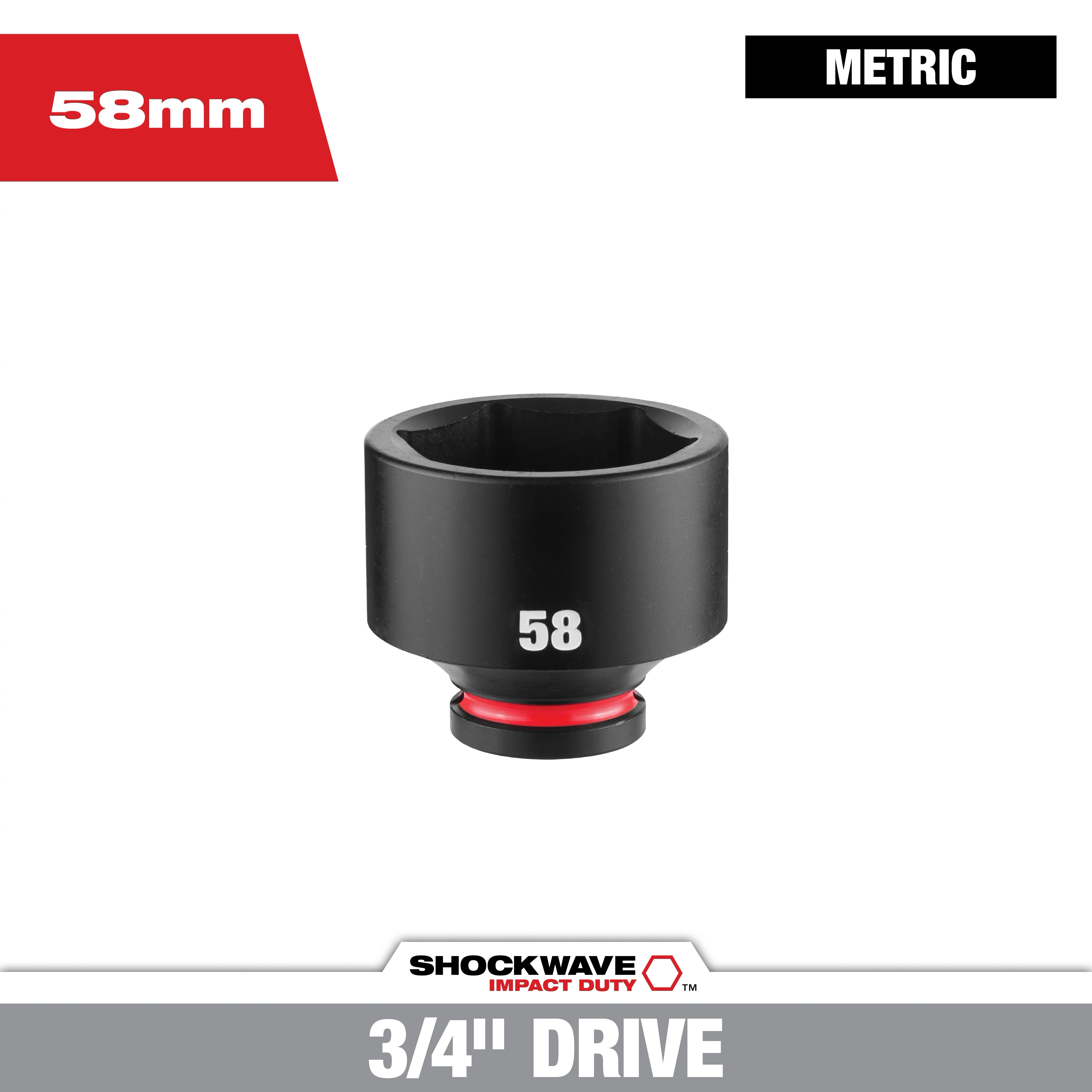 SHOCKWAVE Impact Duty 3/4" Drive 58MM Standard 6 Point Socket centered on a plain background.