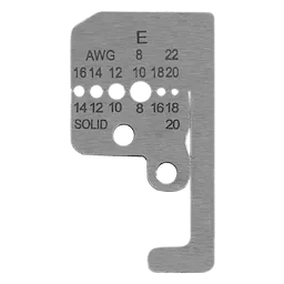 8-20 AWG Automatic Wire Stripper Replacement Blade Kit features various gauge markings and holes for wire stripping and cutting.