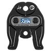 Half-inch Streamline ACR Press Jaw for M12 FORCE LOGIC Press Tool, black with blue and white label, two bolts on top.