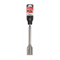 SDS-PLUS SLEDGE 1-1/2" Scaling Chisel with a silver body and black packaging for use on concrete surfaces.