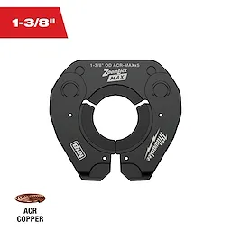 The 1-3/8" ZoomLock MAX® Pivoting Press Ring is a black ring tool designed for use with ACR copper. The tool has white brand markings and a red label indicating its size.