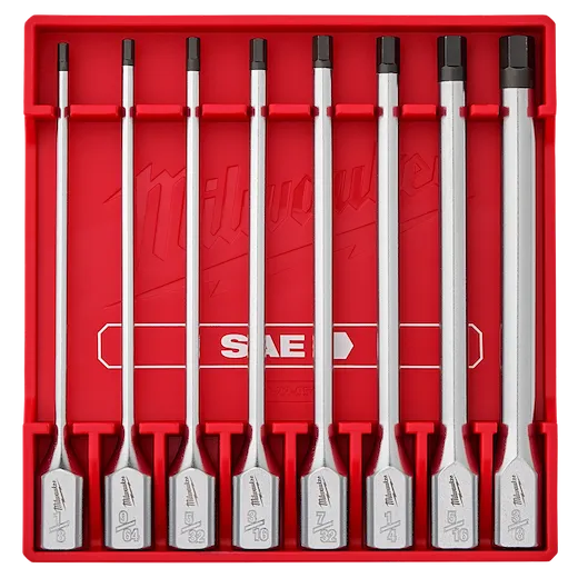 8pc 3/8” Drive Long Hex Bit Socket Set - SAE