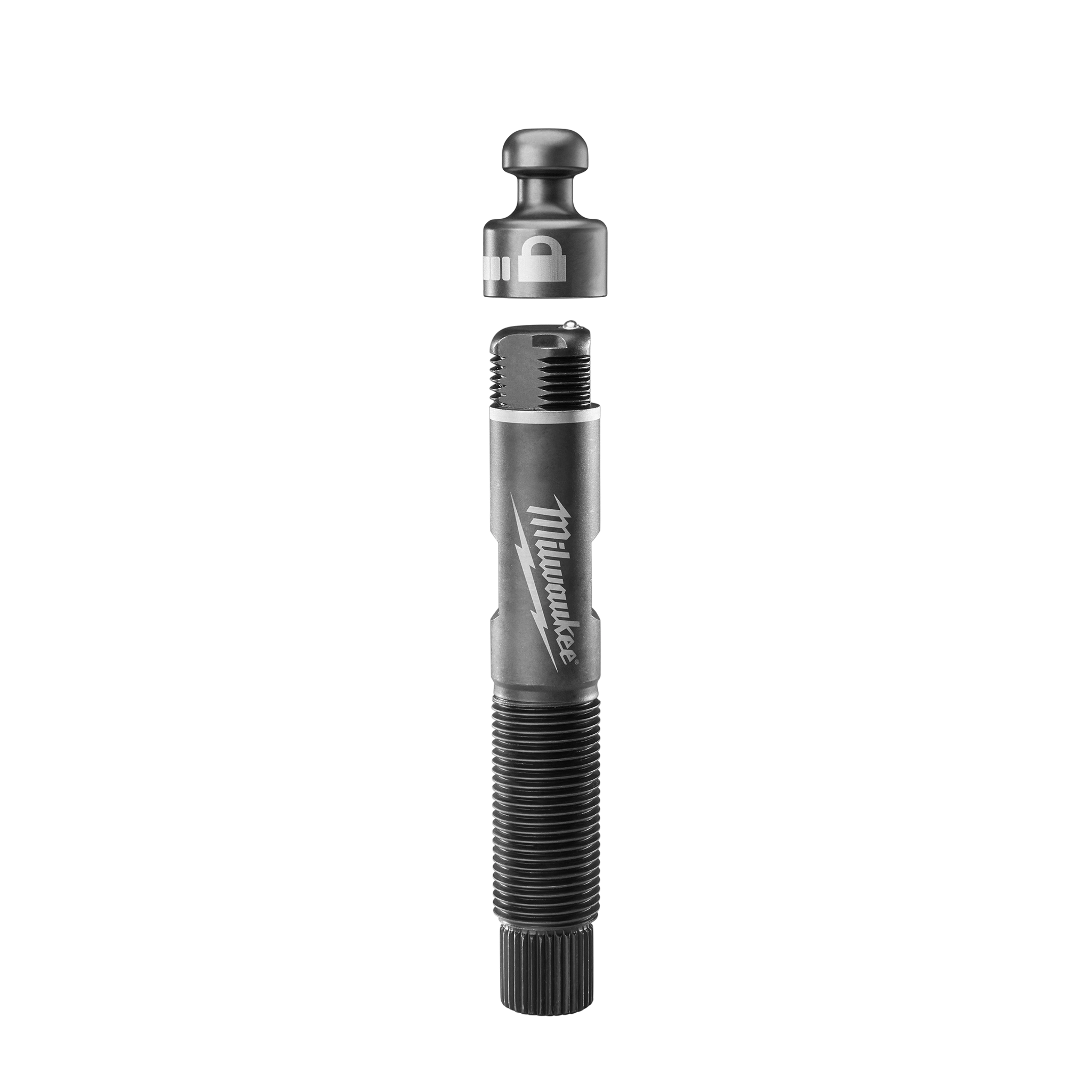 Milwaukee EXACT Rapid Reset 3/4" Draw Stud Set, featuring a threaded rod and attachable head, designed for fast punch tool changes.