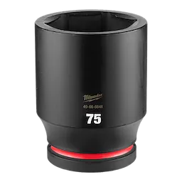 SHOCKWAVE Impact Duty 1" Drive 75MM Deep Impact Socket, black with a red band near the base, labeled with number 75.