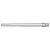 SDS Plus Thin Wall Core Bit Adapter Shank is a silver, cylindrical tool with a slotted end and threaded tip. Designed for connecting core bits to drills, it facilitates precise drilling in masonry and concrete. Sleek and durable, it ensures optimal performance in professional construction tasks.