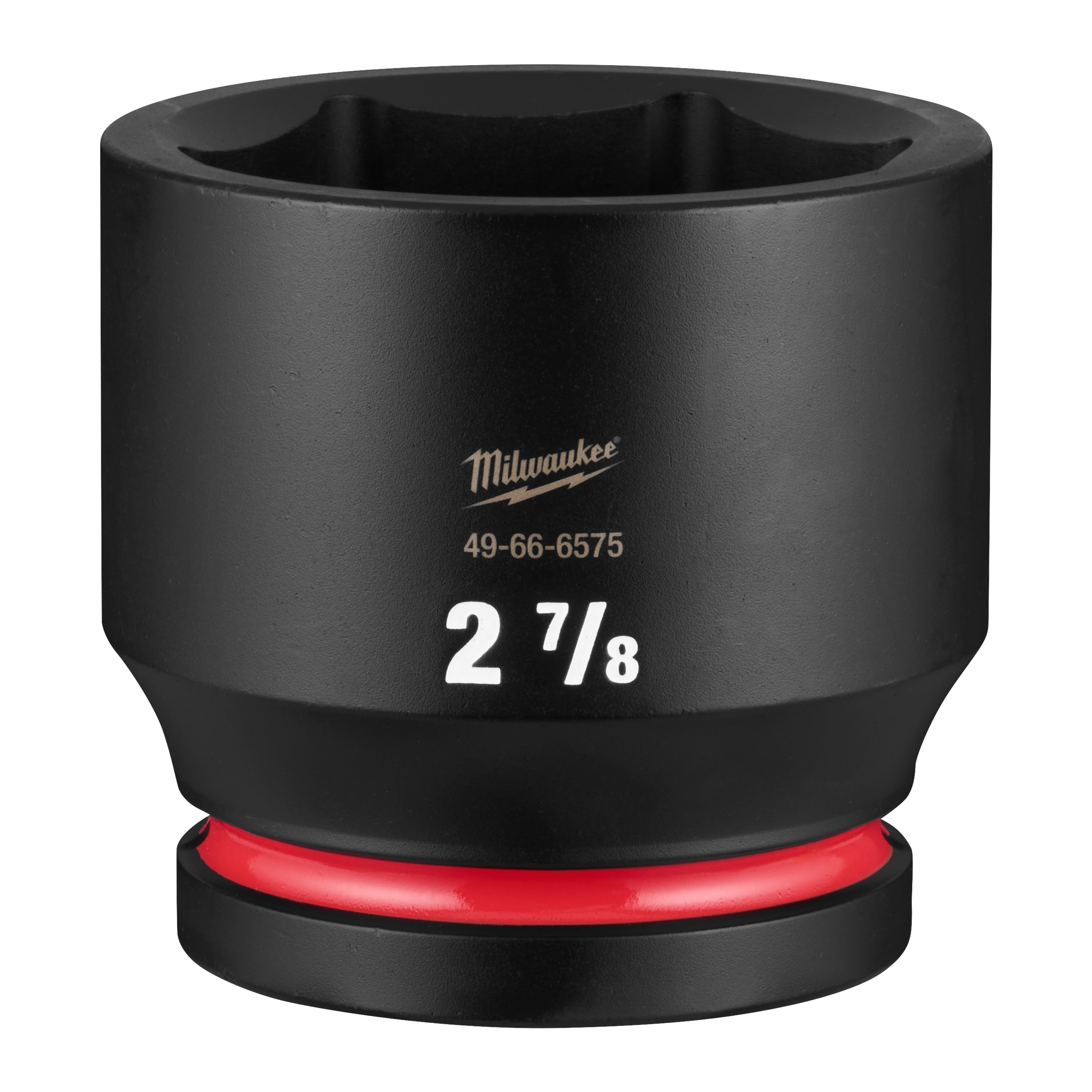 SHOCKWAVE Impact Duty 1" Drive 2-7/8" Standard 6 Point Socket standing upright with a red ring near the base.