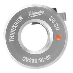 Milwaukee 310 CU Circular Blade with THHNXHHW and 49-16-8034C text, featuring a central hole and orange indicator dot.