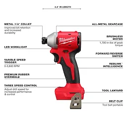 M18™ Compact Brushless 1/4" Hex 3-Speed Impact Driver