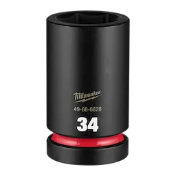 SHOCKWAVE Impact Duty 1" Drive 34mm Deep 6 Point Socket standing upright on a plain background.