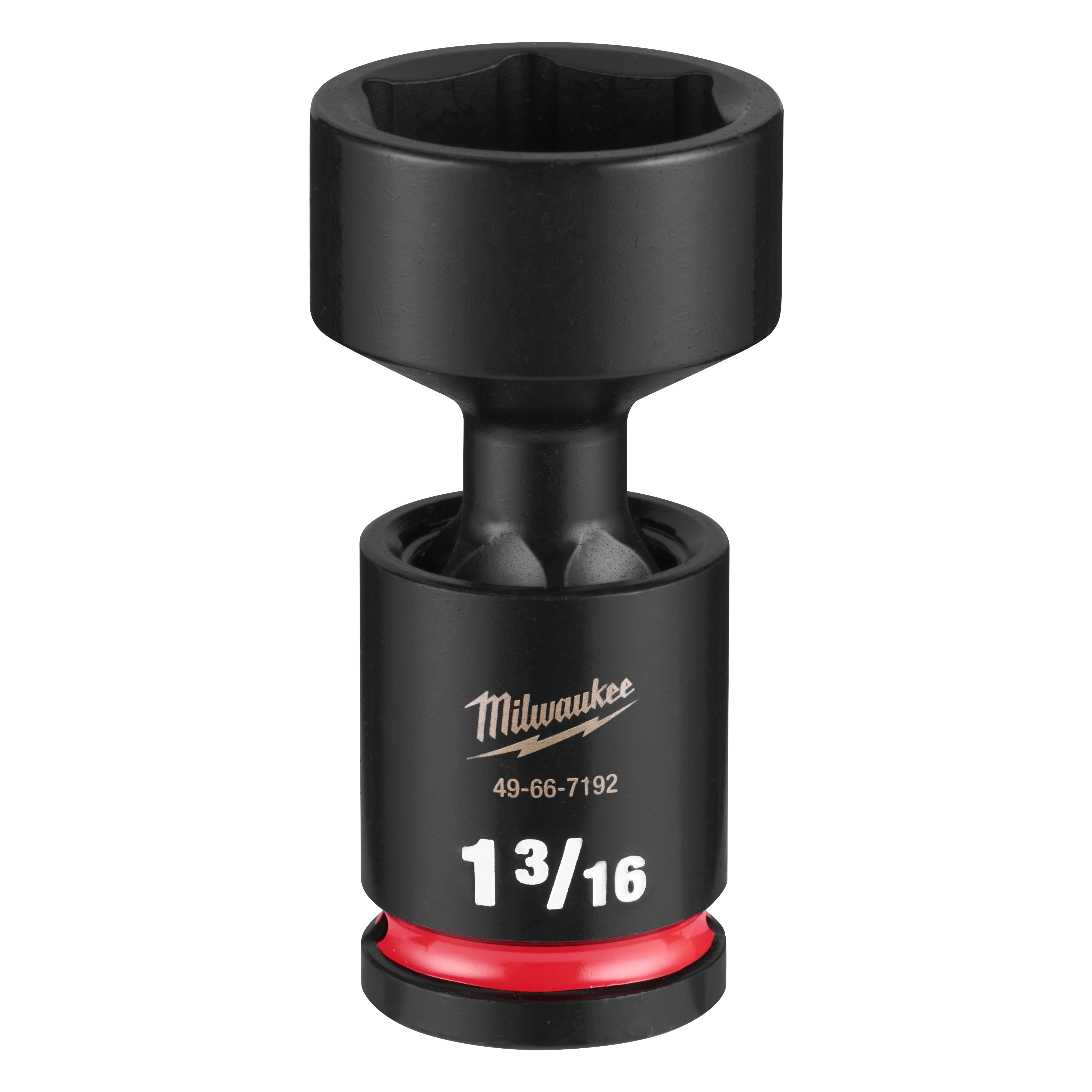 SHOCKWAVE Impact Duty 1/2" Drive 1-3/16" Standard Swivel Socket standing upright with a red ring near the base.