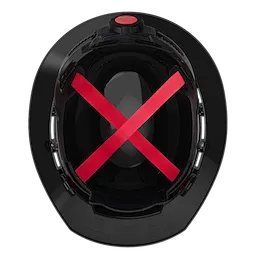 Top view of BOLT Black Full Brim Vented Hard Hat w/4pt Ratcheting Suspension (USA) - Type 1, Class C
