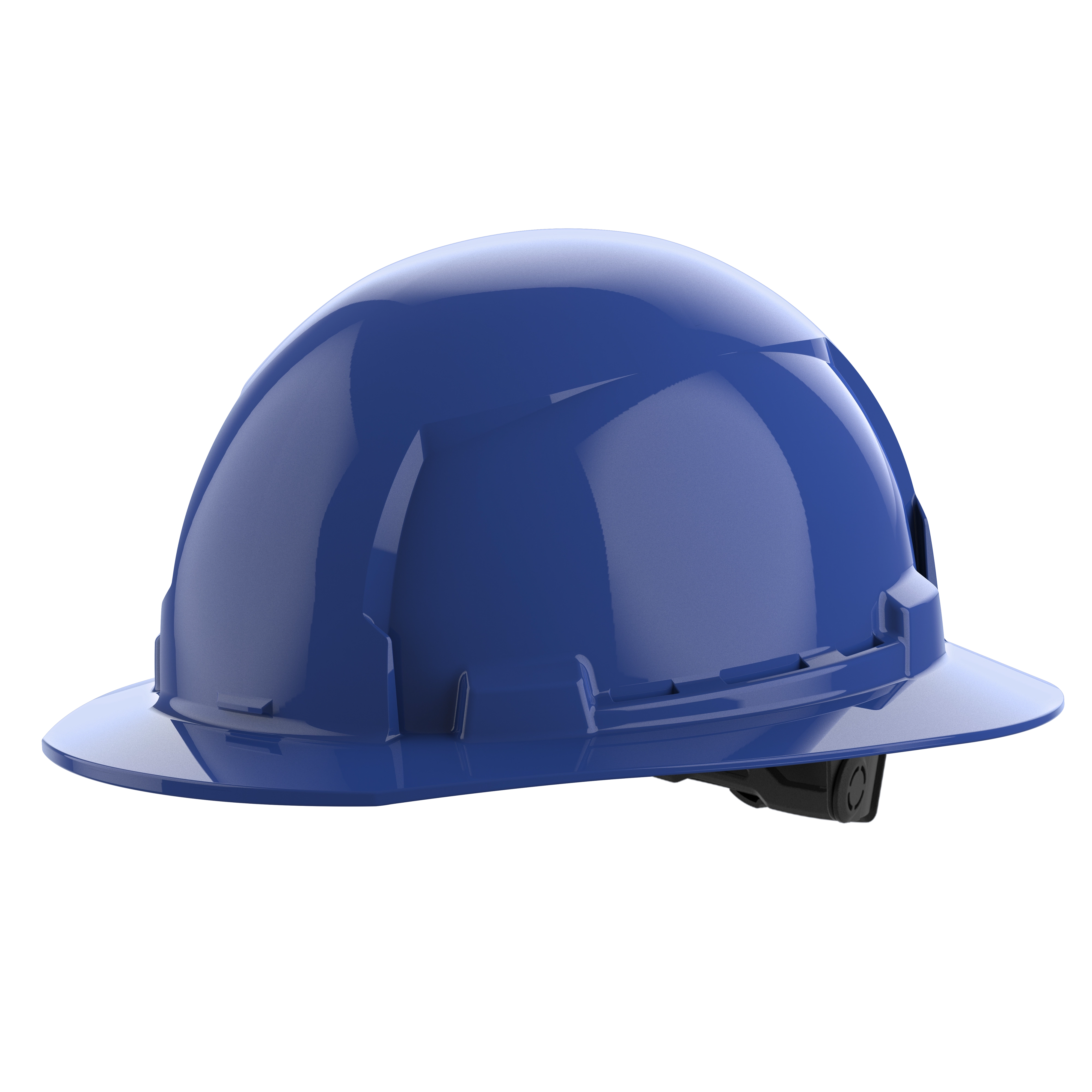 BOLT Blue Full Brim Hard Hat w/6pt Ratcheting Suspension (USA) - Type 1, Class E on a plain white background