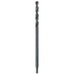 1/2" x 12" Aircraft Length Black Oxide Drill Bit, featuring a long shank and spiral grooves for efficient drilling in hard materials.