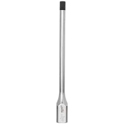 3/8" Drive 1/4" Long Hex Bit Socket has a silver metallic shaft with a black hex bit tip. The item is cylindrical with a hexagonal base, featuring etchings near the base for branding and measurement information.