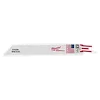 Milwaukee SAWZALL® Blades (5 Pk), 6" 24 TPI, designed for cutting thin metal. Blade features the brand name in red, American flag emblem, and "Thin Metal" label on a white background. These are high-performance blades made in the USA.