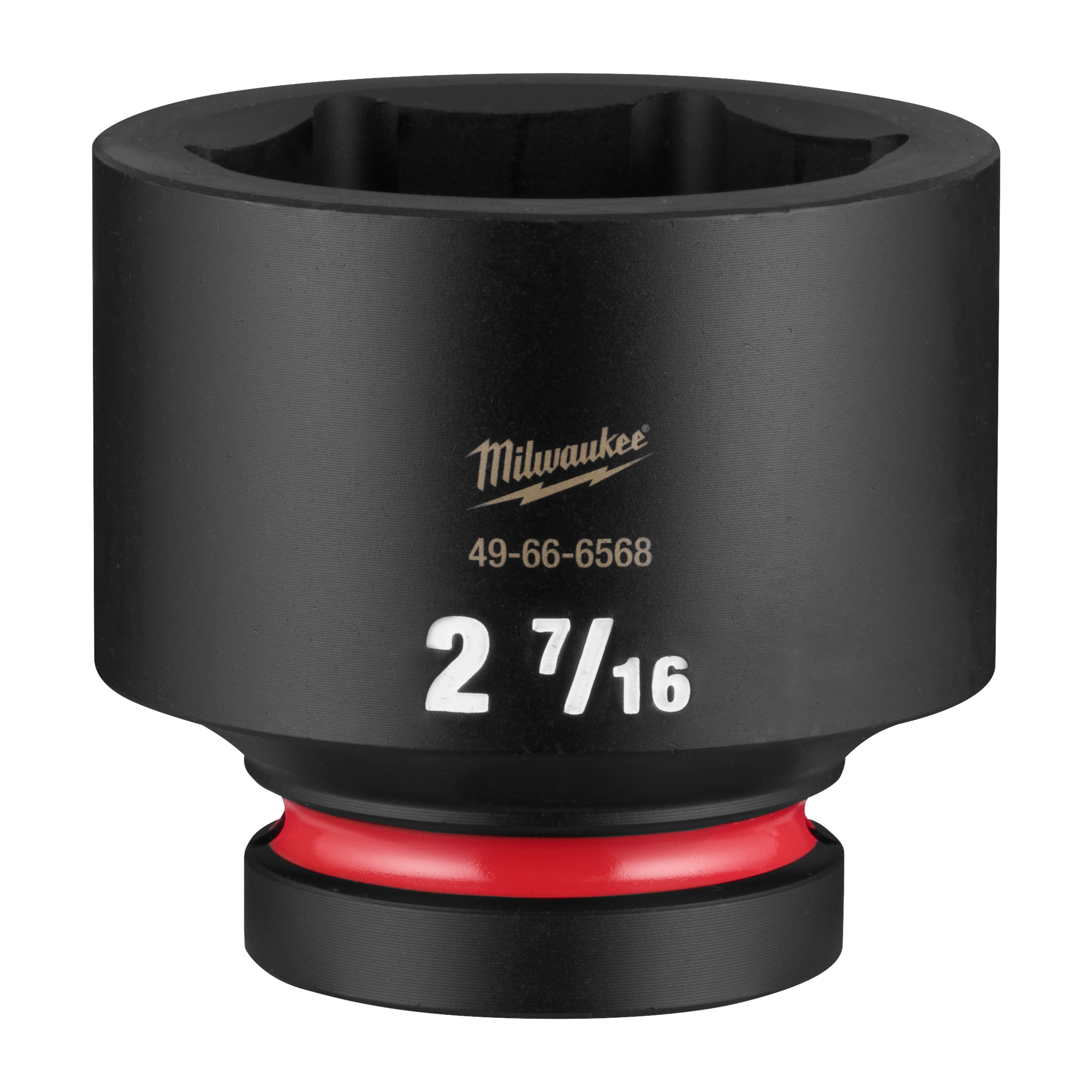 SHOCKWAVE Impact Duty 1" Drive 2-7/16" Standard 6 Point Socket standing upright with size marking visible.