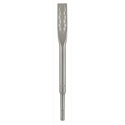 SDS-PLUS SLEDGE 3/4" X 10" FLAT CHISEL is a silver metal chisel with a flat, ridged, and wide cutting edge, designed for heavy-duty applications.
