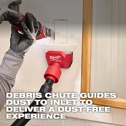 AIR-TIP Compact Dust Collector with a debris chute guides dust into the inlet from a power tool, ensuring a dust-free experience.