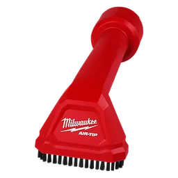Red Milwaukee AIR-TIP Automotive Detail Brush with black bristles, designed for detailed cleaning in automotive applications.