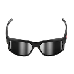 Polarized Full Frame Safety Glasses with Removable Side Shields feature mirrored dual coat lenses. The glasses have a black, wrap-around design with grey polarized lenses, providing full coverage and protection. Removable side shields offer additional safety, and the glasses are suitable for various industrial and outdoor activities.