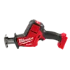 Red and black Milwaukee M18 FUEL Hackzall power saw with a ergonomic handle and battery pack, designed for quick cutting.