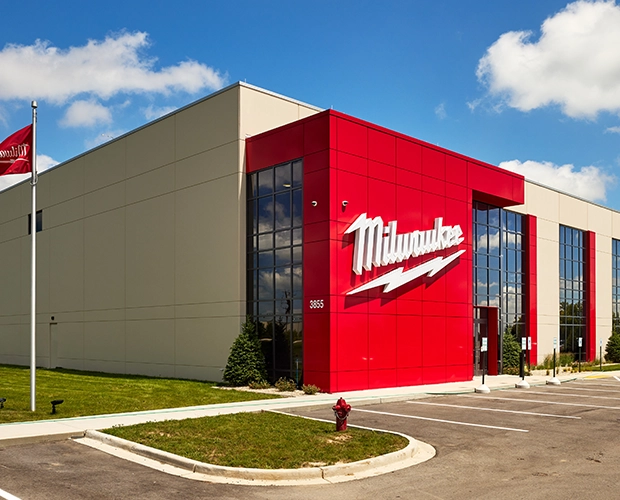 Milwaukee Tool facility in West Bend, Wisconsin, reflecting investment in American manufacturing, operations, and economic growth.