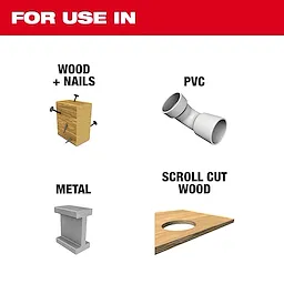 The 3" 12TPI T-Shank Multi-Material Bi-Metal Jig Saw Blades 5PK are suitable for wood, nails, PVC, metal, and scroll cut wood.