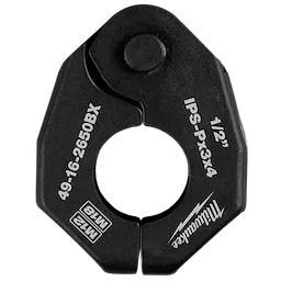 1/2" IPS-P Pivoting Press Ring for M18 and M12 FORCE LOGIC Press Tools, black with white labeling, and a central opening.