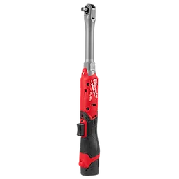 The M12 FUEL 3/8" Extended Reach Ratchet is a cordless tool featuring a long handle for better accessibility. It features an ergonomic grip, designed for professional mechanical tasks.