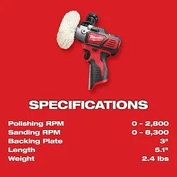 M12 Variable Speed Polisher/Sander Specifications