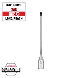 3/8" Drive 7/32" Long Ball End Hex Bit Socket with a visible label including SAE, long reach, and lifetime guarantee.