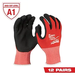 Red Nitrile Level 1 Cut Resistant Dipped Work Gloves