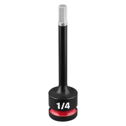 SHOCKWAVE Impact Duty 1/2" Drive 4" Hex 1/4" Bit Socket standing upright with 1/4 marking and red band near base.