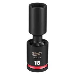 SHOCKWAVE Impact Duty 1/2" Drive 18MM Deep Swivel Socket standing upright on a plain background.