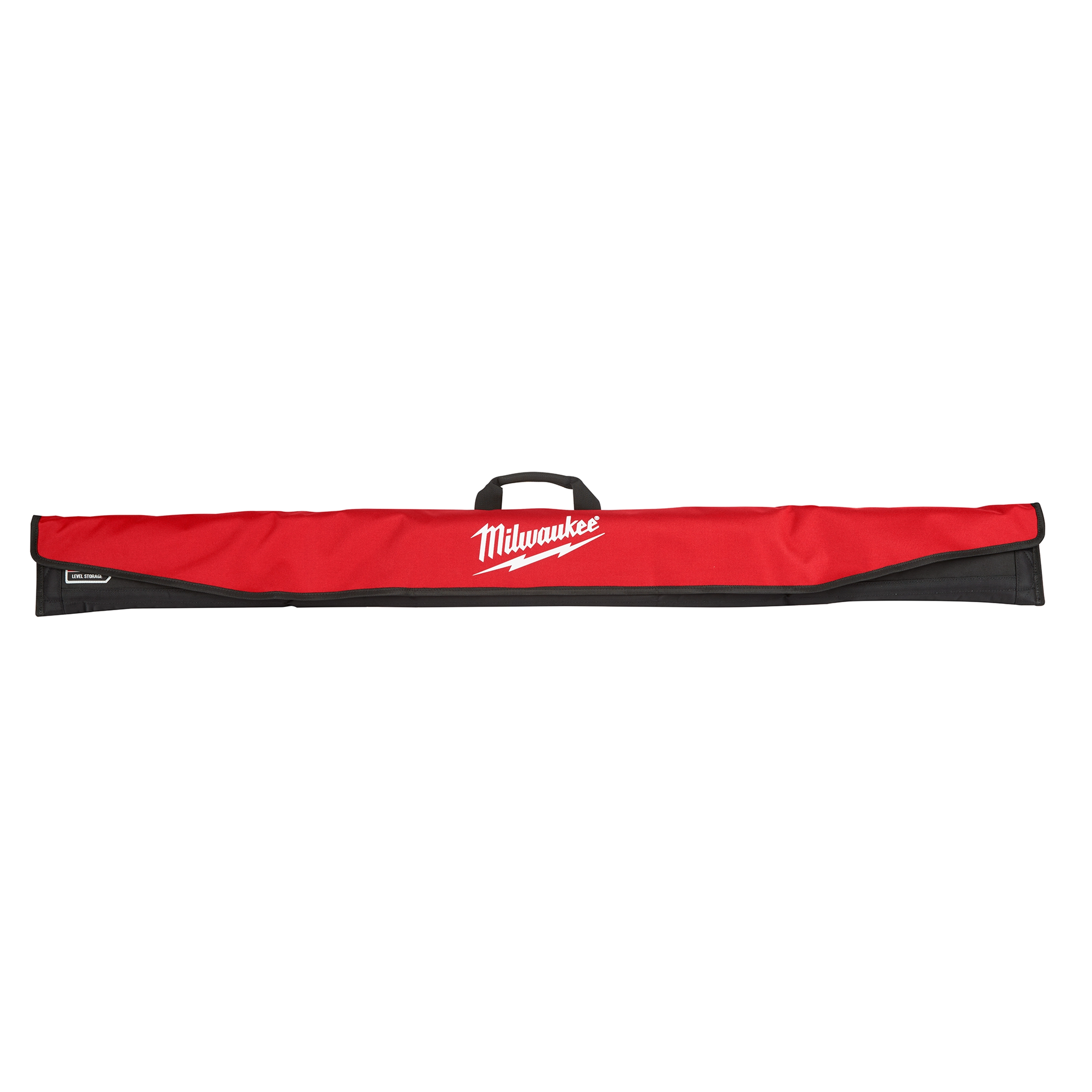 Milwaukee REDSTICK Digital Level with PINPOINT Measurement Technology in a red and black zippered carrying case with a handle.