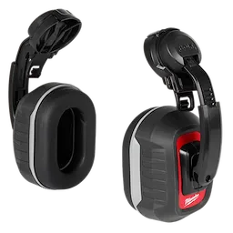 BOLT 26dB Earmuffs in black and red, featuring adjustable headbands and cushioned ear pads for noise reduction.