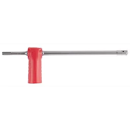 SDS%20Vacuum%20Bit features a red plastic handle attached to a long, cylindrical metal shaft designed for drilling. The bit has a slender, elongated shape for precise operations and efficient debris removal. Suitable for various construction and repair tasks.